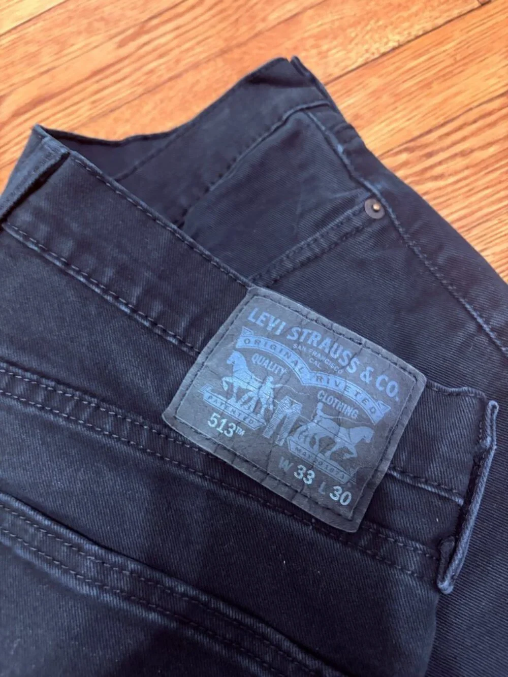 Levi's Mens 513 Slim Straight Jeans Size 33x30 Black Stretch Cotton Denim